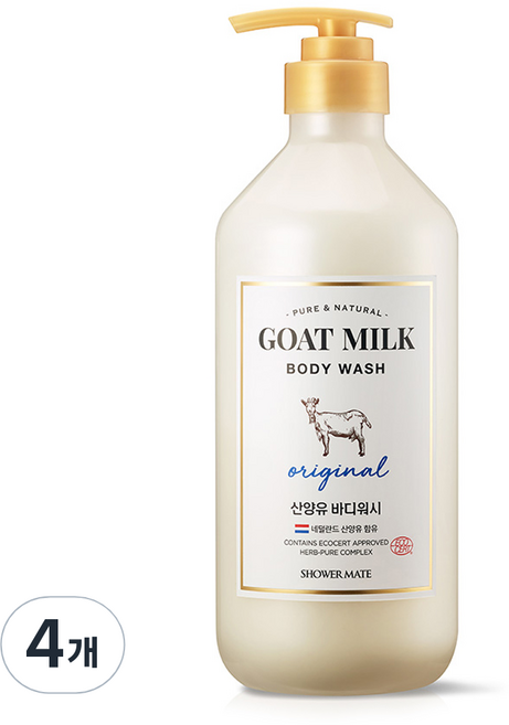 샤워메이트 산양유 오리지널 바디워시, 800ml, 4개