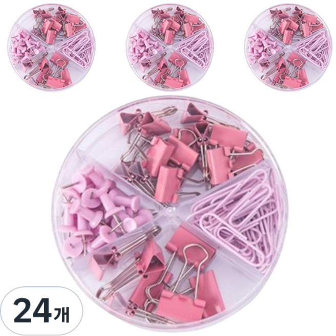 마켓감성 마카롱컬러 클립 세트 라운드 핑크, 10 x 10 cm, 1개입, 24개