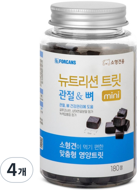 포켄스 강아지 뉴트리션 트릿 미니 영양제, 180정, 뼈/관절강화, 4개