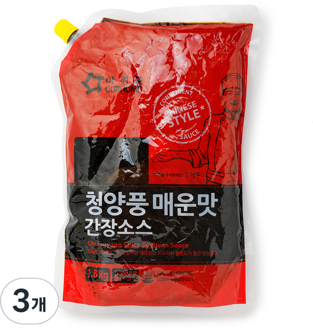 아워홈 청양풍 매운맛 간장소스, 1.8kg, 3개