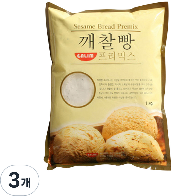 쿡앤베이크 깨찰빵 프리믹스, 1kg, 3개
