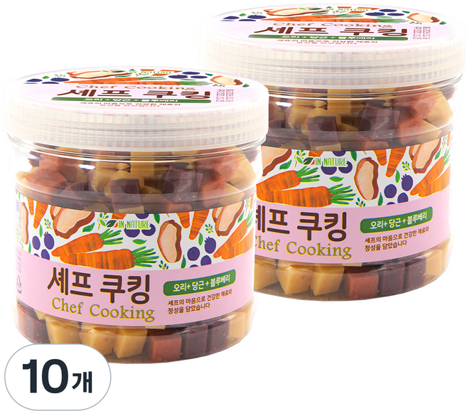 퍼피아이 강아지 셰프쿠킹 통간식, 혼합맛(오리/당근/블루베리), 400g, 10개