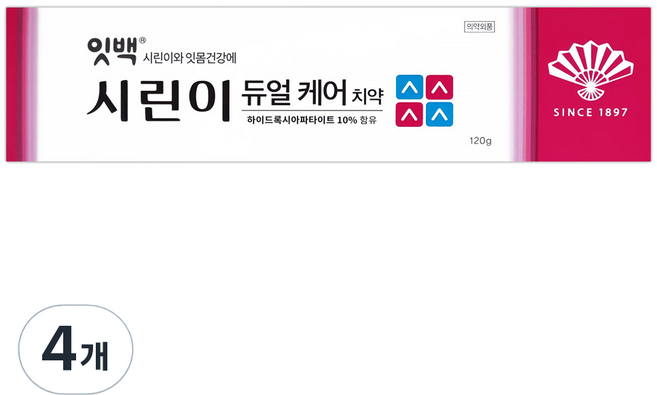 동화약품 잇백 시린이 듀얼케어 치약, 120g, 4개
