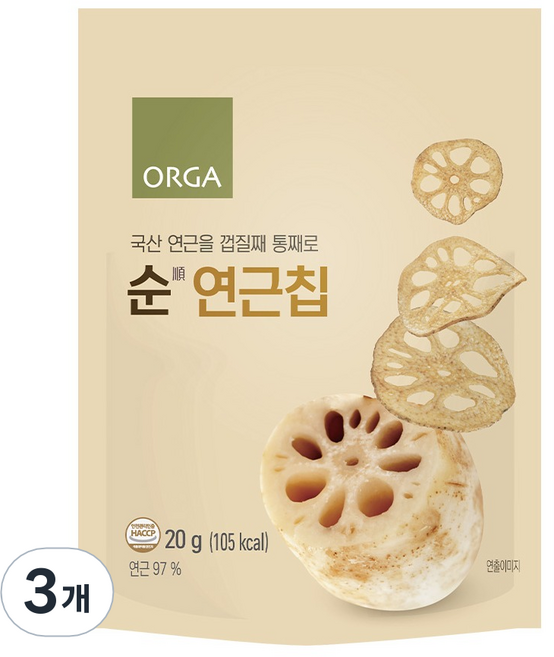 올가홀푸드 순연근칩, 20g, 3개