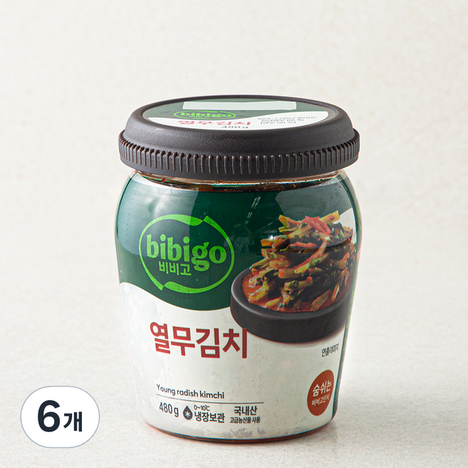 비비고 열무 단지 김치, 480g, 6개