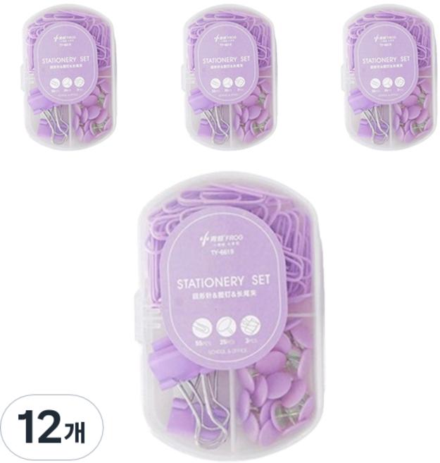 마켓감성 마카롱컬러 클립 세트 퍼플, 6 x 9.2 cm, 1개입, 12개