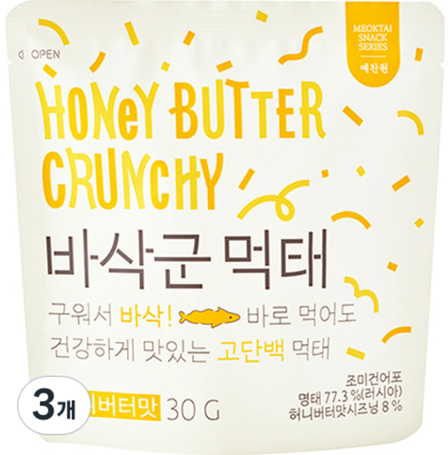 예찬원 바삭군 먹태 허니버터맛, 30g, 3개