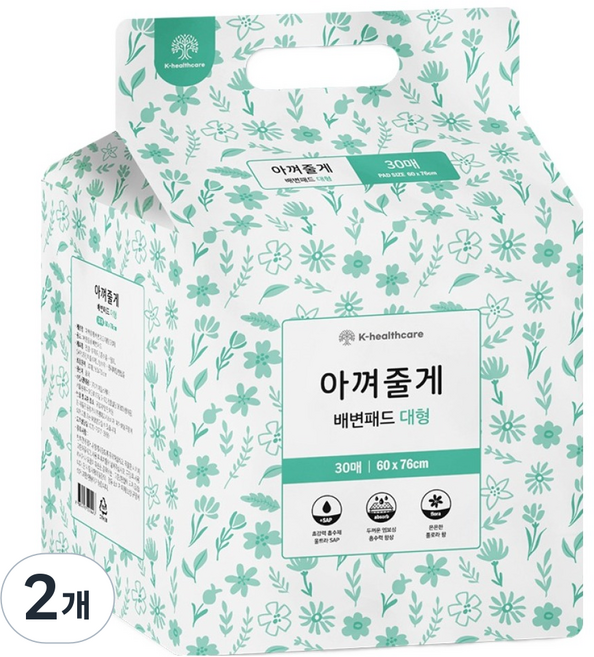 Akkyeojulge 狗狗尿布墊, 2個, 30入