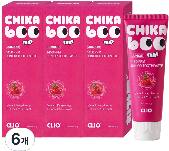 크리오 치카부 고불소 비건 주니어 잇몸 치약 3단계 라즈베리향, 90g, 1개입, 6개