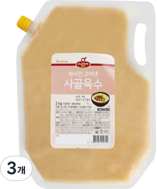 쉐프원 18시간 고아낸 사골육수, 2kg, 3개