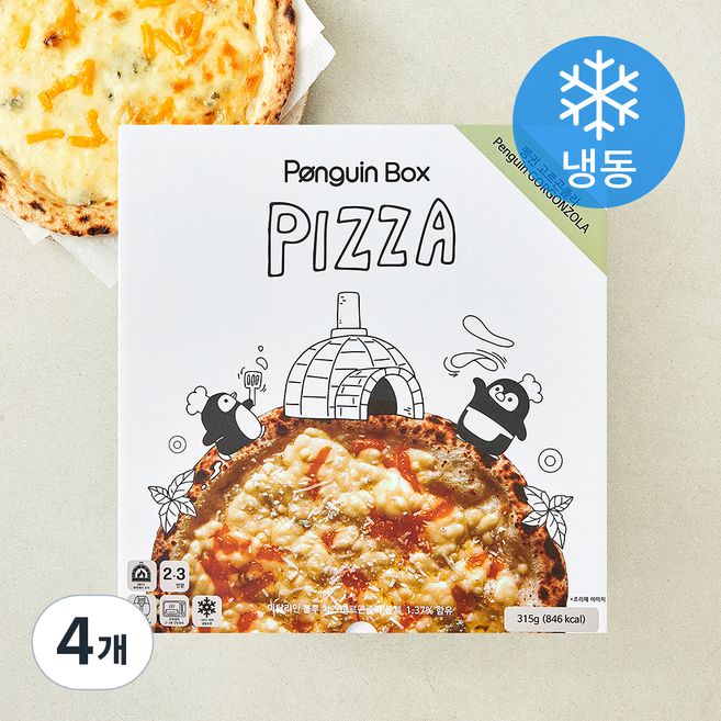 펭귄 수제화덕피자 고르곤졸라 (냉동), 315g, 4개, 1개입