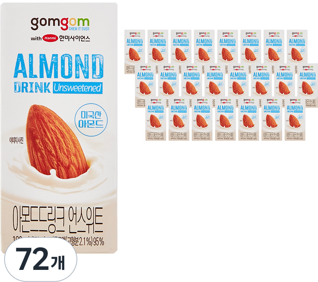 곰곰 아몬드드링크 언스위트, 72개, 190ml