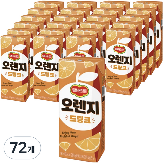 델몬트 드링크팩 오렌지, 190ml, 72개
