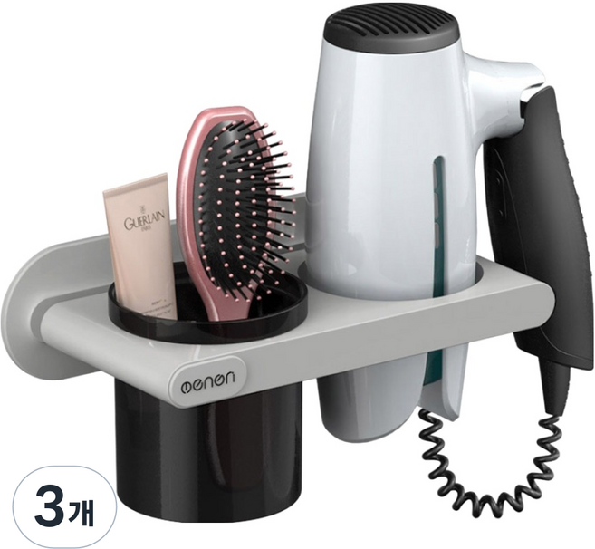 모나코올리브 럭스 무타공 2구 수납 드라이기 거치대 LX20, 3개, 그레이