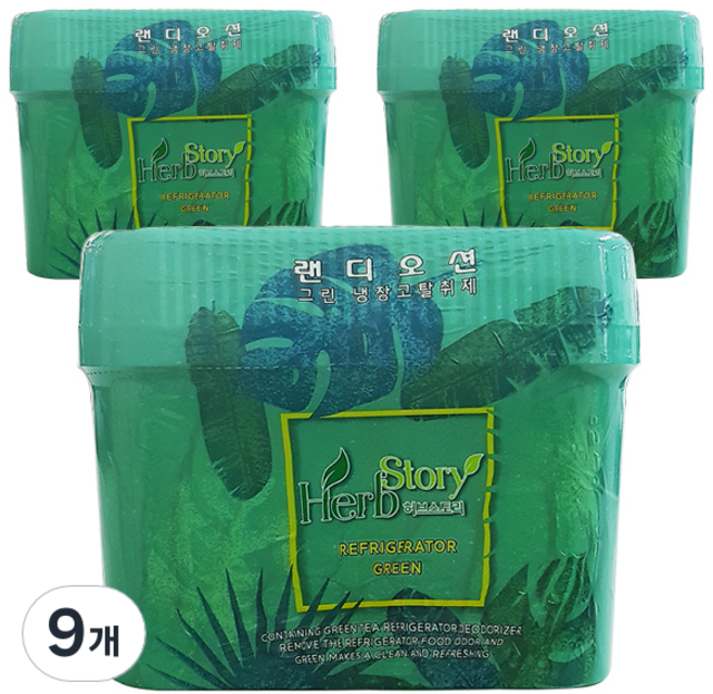 허브스토리 대용량 냉장고 탈취제 녹차젤, 260g, 9개