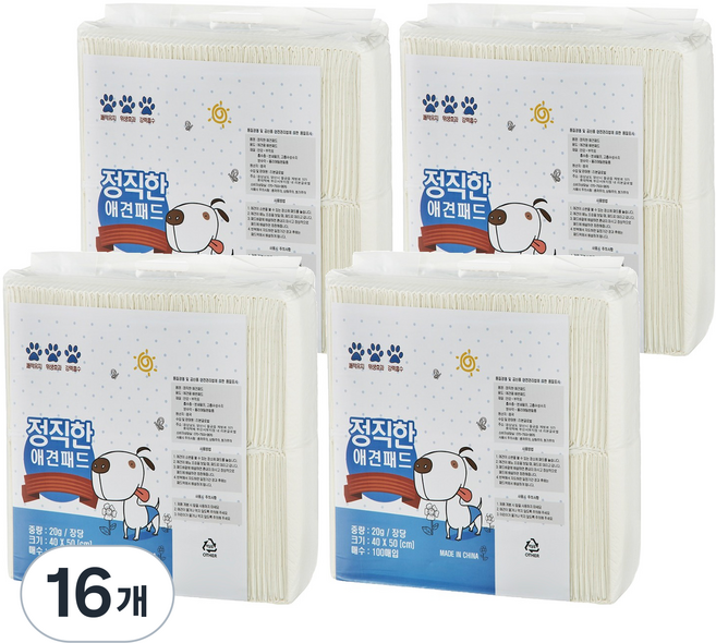 정직한패드 애견패드 이코노믹 20g, 100개입, 16개