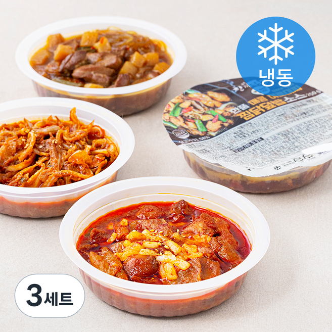 한끼의품격 한품 안주 B 오돌뼈 덮밥소스 210g + 치즈불닭 210g + 매콤히로미찌 찜닭 250g 세트 (냉동), 670g, 3세트