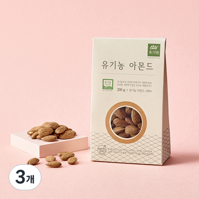유가원 유기농 생아몬드, 200g, 3개