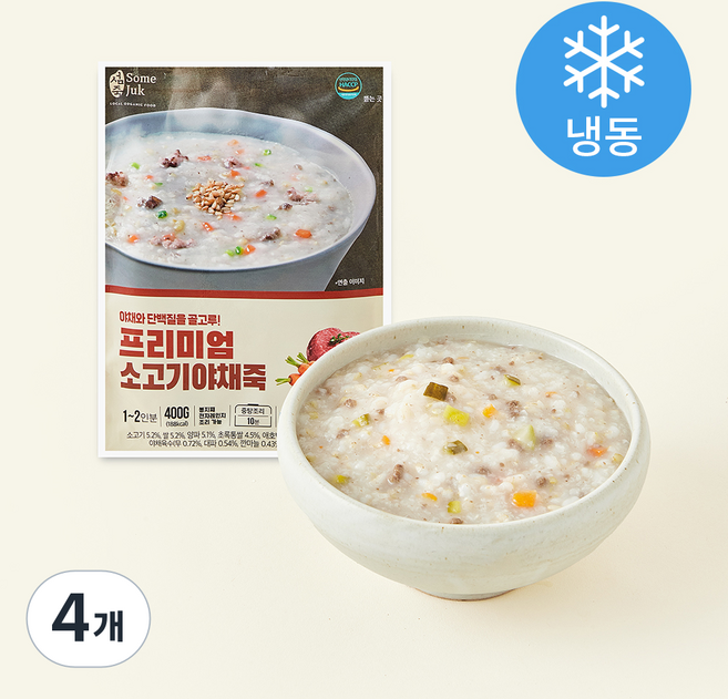 섬죽 소고기야채죽 (냉동), 400g, 4개