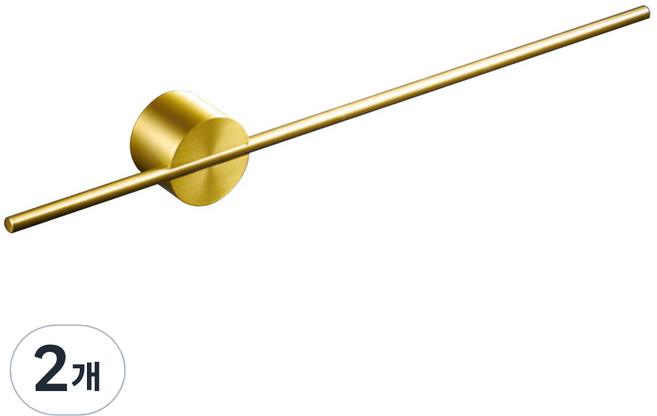 모나코올리브 메탈라인 모노 플렛 무타공 인테리어 타월걸이, 골드, 2개