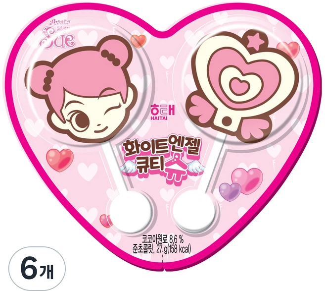 해태제과 화이트엔젤 큐티 슈 초콜릿, 27g, 6개 - 쿠팡