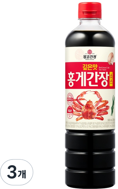 몽고간장 깊은맛 홍게간장 소스, 3개, 900ml