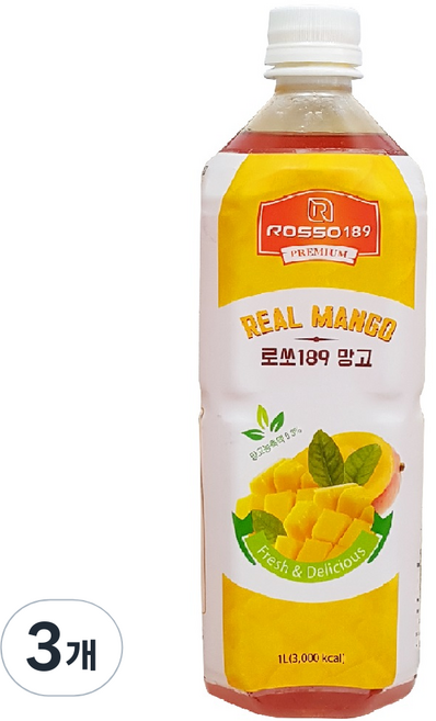 로쏘189 망고 음료베이스, 1L, 3개