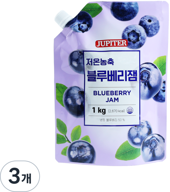 저온농축 블루베리잼, 1kg, 3개