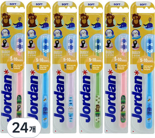 조르단 버디2단계 어린이 칫솔, 랜덤 발송, 1개입, 24개
