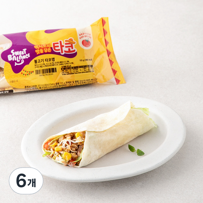 스윗밸런스 불고기 타코랩, 105g, 6개
