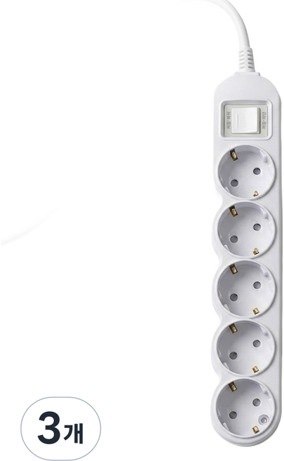에코파워탭 과부하 차단 멀티탭 5구, 화이트, 3개, 1m