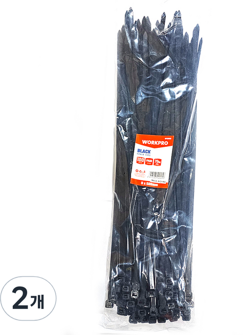 워크프로 케이블타이 500 WP329013 100p, 2개, 흑색