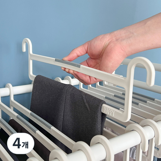 뱅크 논슬립 바지걸이 10p, 크림아이보리, 4개