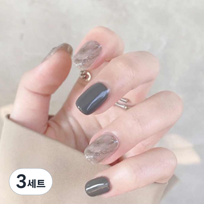 네이처스파머 컬렉션 네일팁 24p 세트 PD-67, PD-67 라이트 그레이 스머지, 3세트
