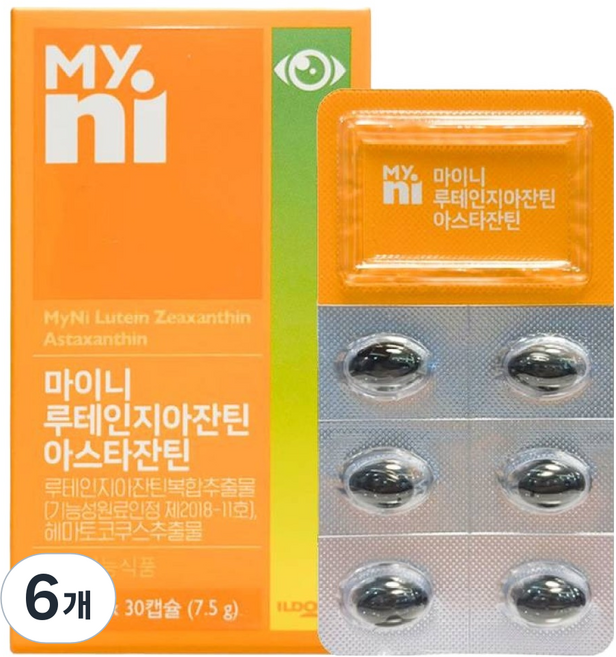 Myni 葉黃素玉米黃素蝦紅素, 30錠, 6個