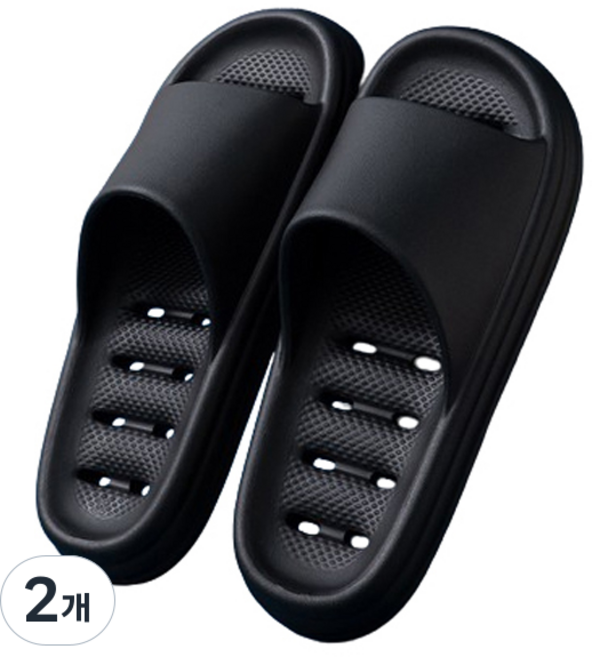 블럭마트 남성용 물빠짐 eva 욕실화, 블랙, 2개
