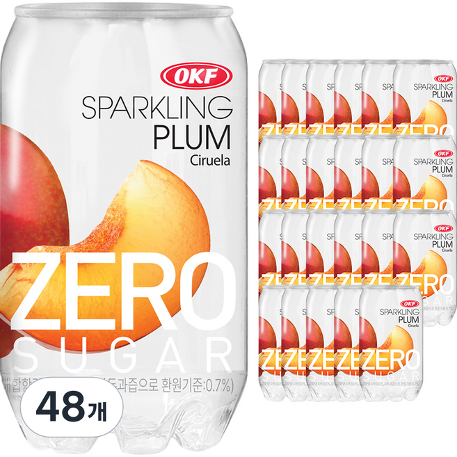오케이에프 스파클링 제로슈가 자두, 350ml, 48개