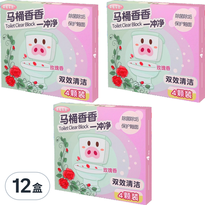 青蛙軍團 馬桶雙效潔廁塊 4顆, 50g, 12盒