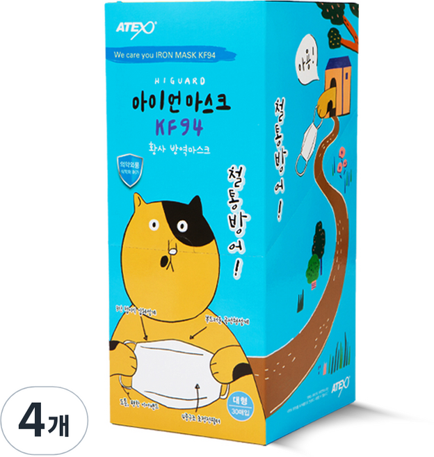 아텍스 아이언마스크 하이가드 황사방역마스크 대형 KF94, 30개입, 4개, 화이트