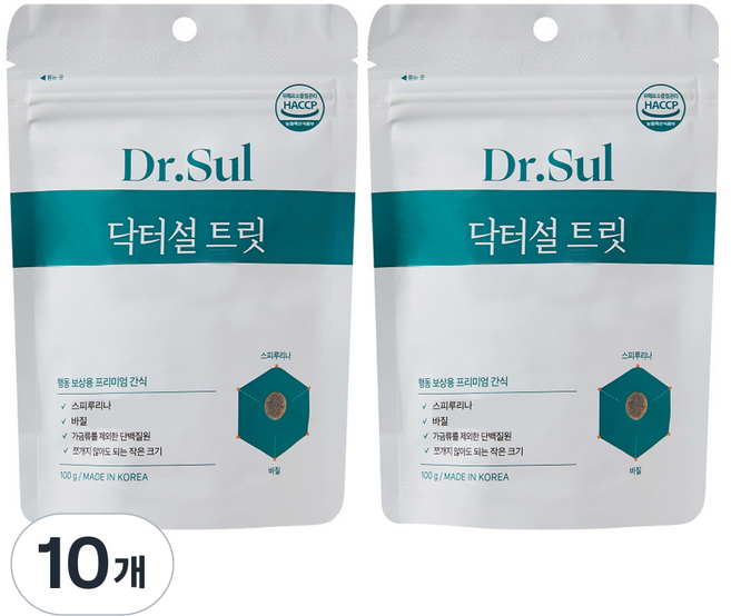 닥터설 반려동물 핏펫 트릿 스피루리나 교육용 간식, 덴탈, 100g, 10개