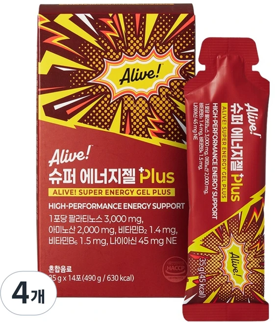 얼라이브 슈퍼 에너지젤 플러스, 490g, 4개 - 쿠팡