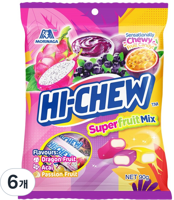 MORINAGA 森永 Hi-Chew 水果綜合, 90g, 6個