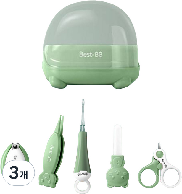 블루마켓 유아 곰 캐릭터 손톱깍이 세트, 혼합색상, 3개