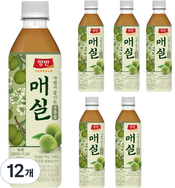 양반 매실 주스, 500ml, 12개