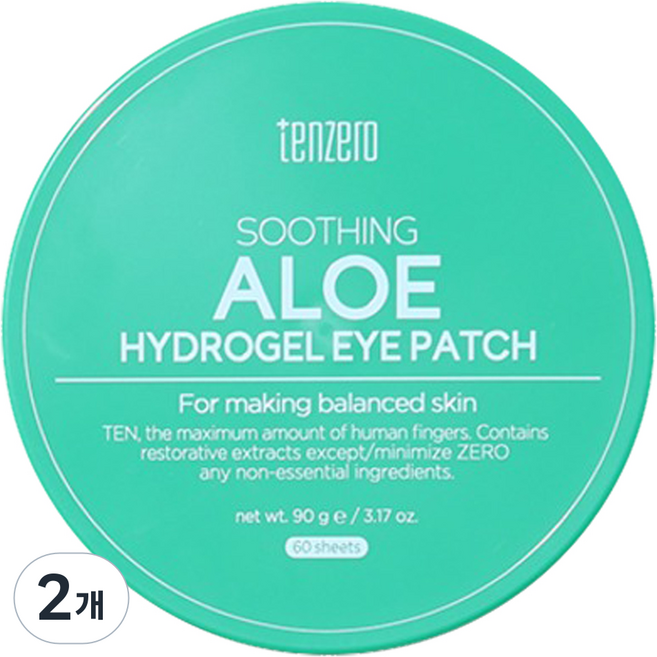 TENZERO 수딩 알로에 하이드로겔 아이패치, 2개, 60개입