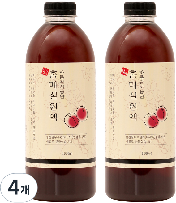 하동감사농원 홍매실원액, 1L, 4개