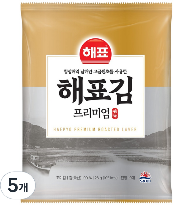해표 김 프리미엄 전장, 5개, 28g
