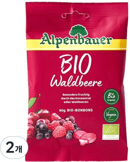 알펜바우어 유기농 와일드베리 캔디, 90g, 2개 - 쿠팡