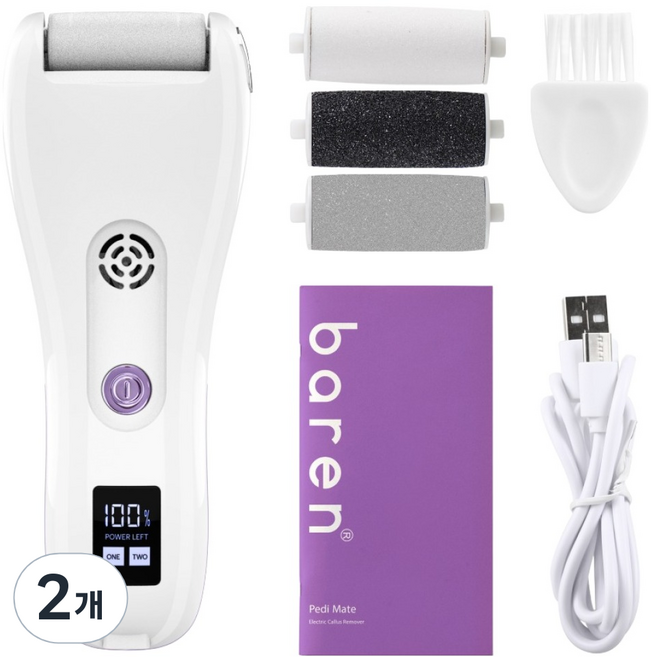바렌 패디메이트 듀얼파워 흡입식 전동 발각질 제거기, 1개입, 2개, 295g