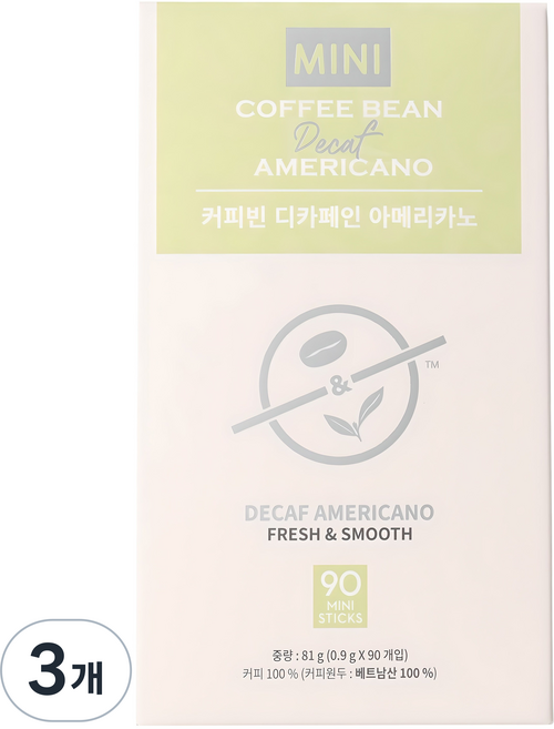 커피빈 디카페인 아메리카노 원두커피믹스, 900mg, 90개입, 3개